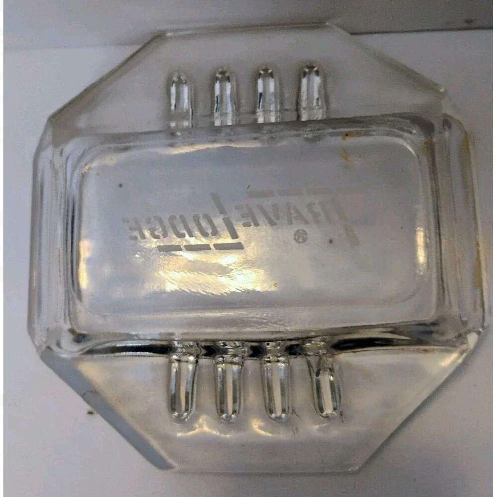 Vintage TraveLodge Clear Glass Octagon Advertising Ashtray Motel Hotel